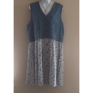 Carol Anderson denim bodice dress. Petite Plus Lge